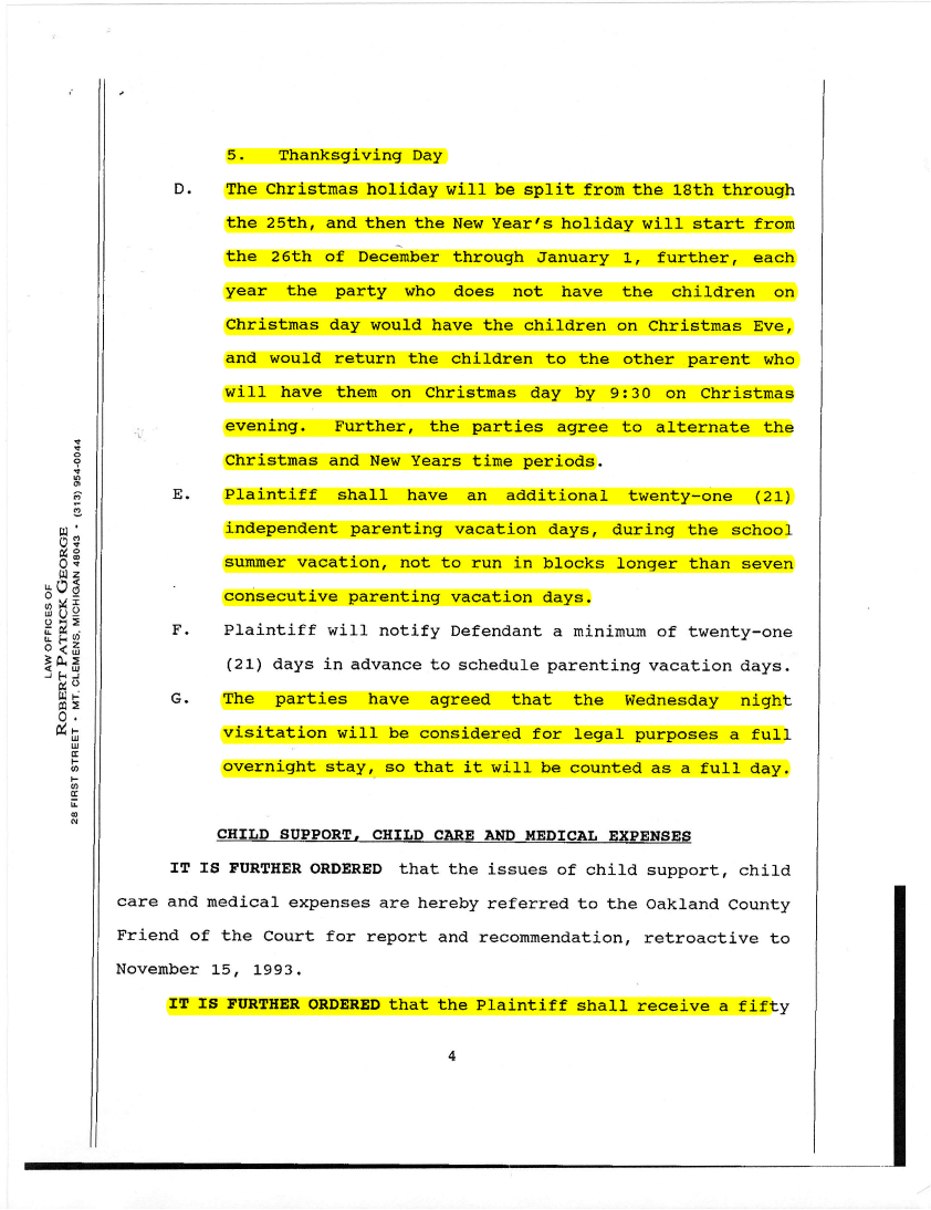 Judgment of Divorce Page 4, Oakland County Court