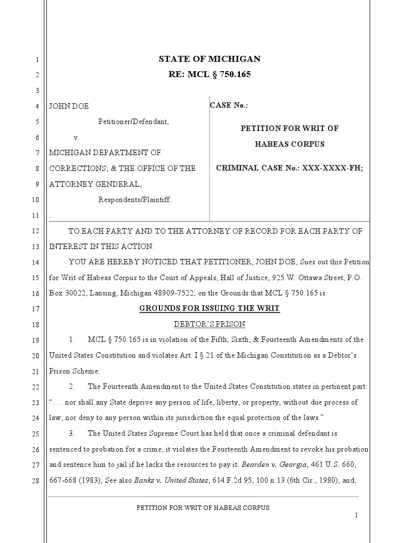 An Unconstitutional Debtor's Prison, Defense