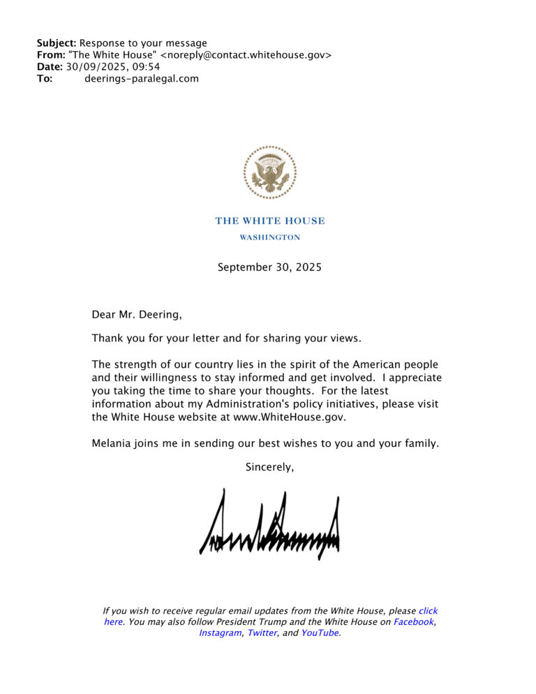 President Donald Trump's Response to Our Open Letters